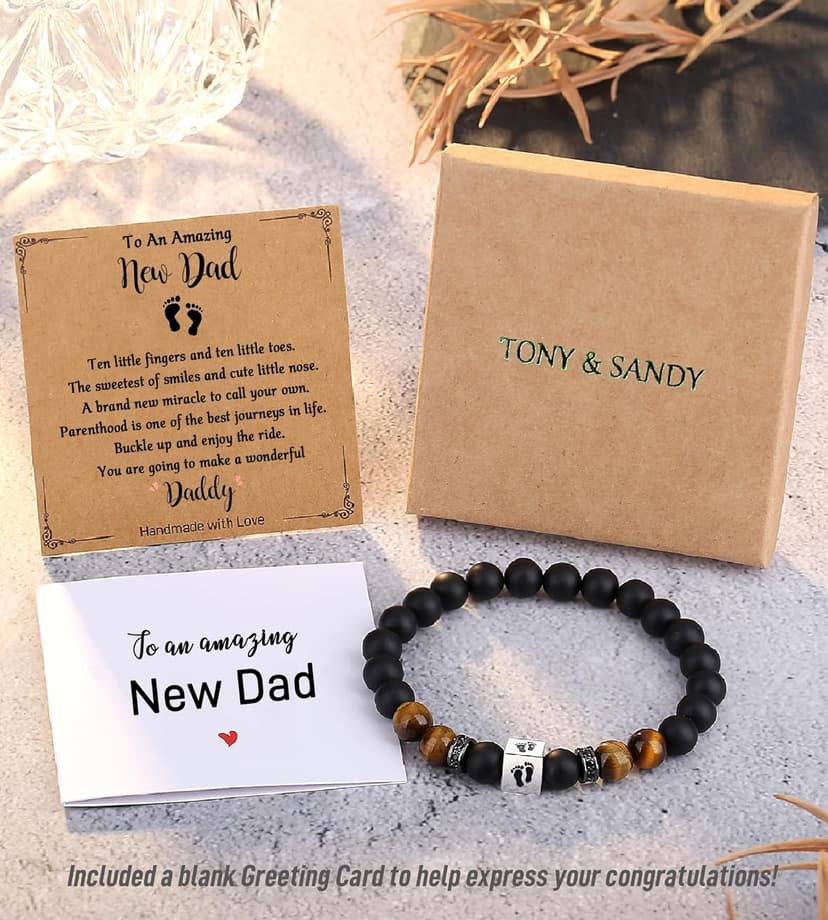 TONY & SANDY First Time Dad Gifts, Daddy to be Bracelet, New Dad Gifts for Men on Father's Birthday Christmas