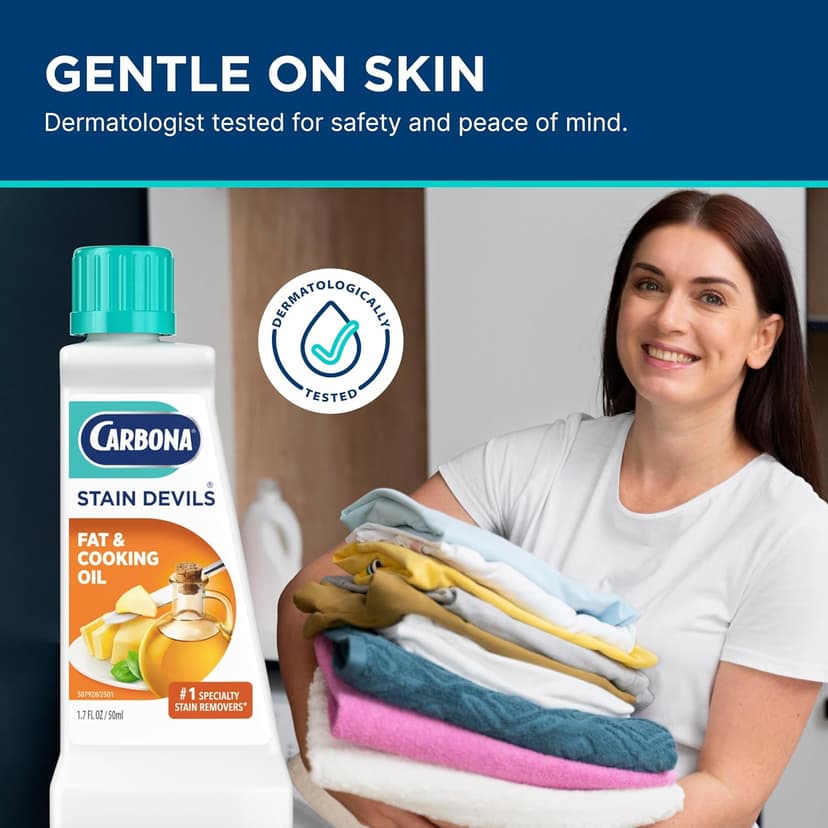 Carbona Stain Devils® #5 | Fat & Cooking Oil | Professional Strength Laundry Stain Remover | Multi-Fabric Cleaner | Safe Formula | 1.7 Fl Oz, 1 Pack