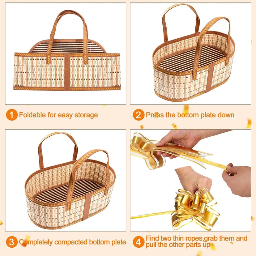 Cellophane Wrap for Gift Baskets Empty Gift Baskets to Fill for Baby Baptisms, Mother's Day, Christmas, Housewarming Orchidleaf 3 Set Baskets for Gifts Empty, Woven Bamboo gift baskets empty B0FD9W5WTY
