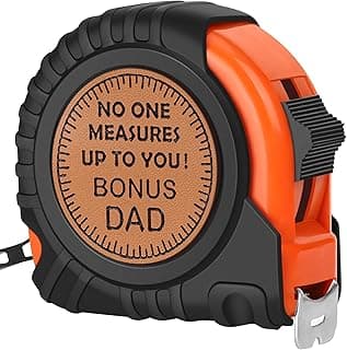 Step Dad Gifts for Birthday Christmas Bonus Dad Gifts from Daughter Son, Xmas Useful Stuff Gifts for Bonus Dad Stepdad Father in Law, Genuine Leather Engraved 25 FT Tape Measure Tools Step Dad Gifts
