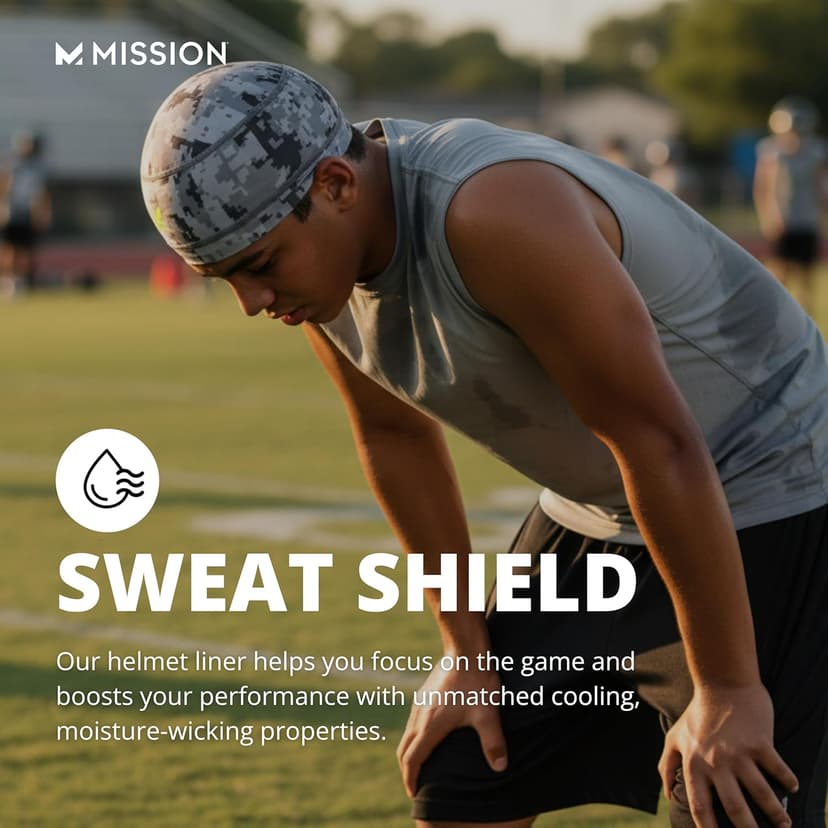 MISSION Cooling Helmet Liner - Lightweight & Breathable - Cools Up to 2 Hours - UPF 50 Sun Protection - Machine Washable