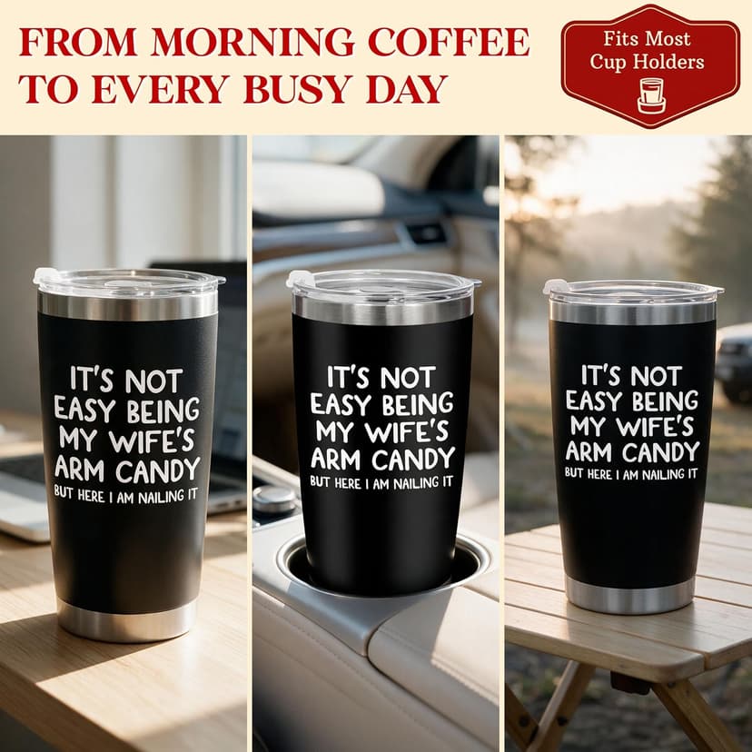Gifts for Husband Christmas, Anniversary Birthday Gifts for Him Husband, Mens Gift Ideas, Stainless Steel, Lid Included Christmas Birthday Gift for Husband from Wife, 20 oz Tumbler for Men B0DPG6PKK7