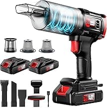 ONAVOT Handheld Vacuum Cleaner Cordless - 35000PA Strong Suction for Car & Home, Car Vacuum Portable Rechargeable Lightweight for Pet Hair with HEPA Filter, Quick Clean in Office/Desk/Couch (Red)