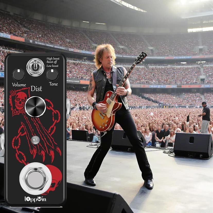 IOppWin HOLY WAR Heavy Metal Distortion Pedal - 3 Mode (Lo/Hi Boost) True Bypass, Mini Metal Casing, Guitar Effects Pedal