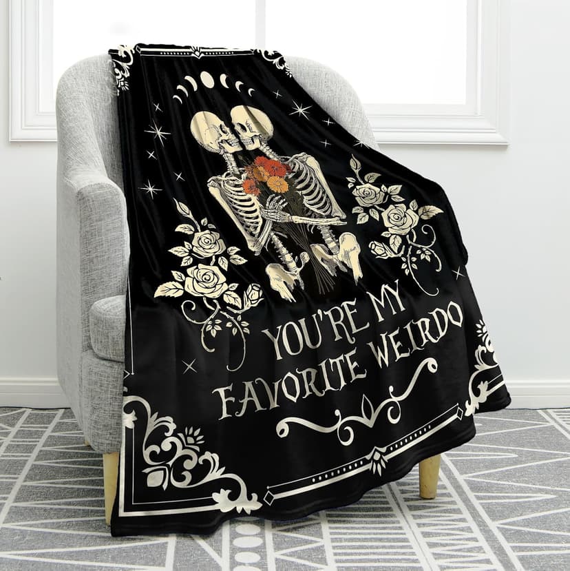 Jekeno Skull Blanket Gifts for Women Men, Rose Skull Throw Blankets Birthday Gifts for Boyfriend Girlfriend Wife Husband Couple, Valentine's Wedding Anniversary Day Gifts Ideas for Him Her