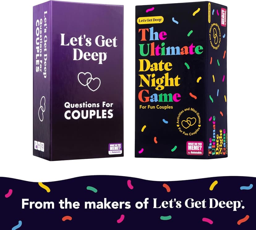 The Ultimate Date Night Game by Relatable, Great for Couples Games and Stay at Home Date Night Ideas, From The Makers of Let's Get Deep Relationship Card Game, Includes 300 Cards & Spinner