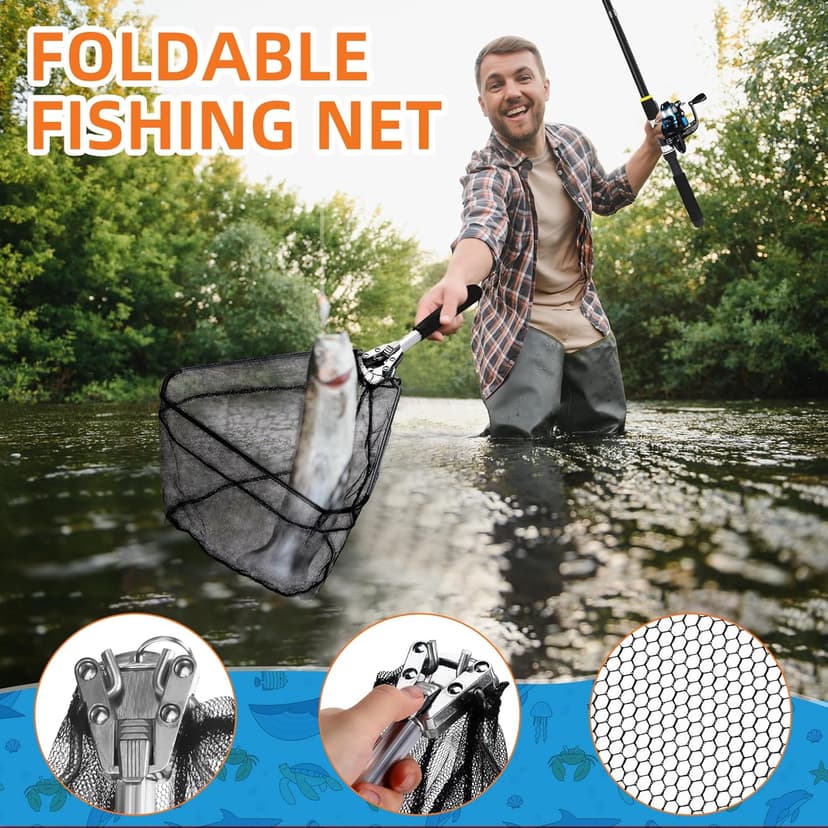 LaRandom Fishing Rod and Reel Combo Telescopic Fishing Pole Kit Collapsible with Plier Lip Gripper Lures Carrier Bag Pre-Loaded Spinning Reel for Beginner Men Travel Saltwater Freshwater