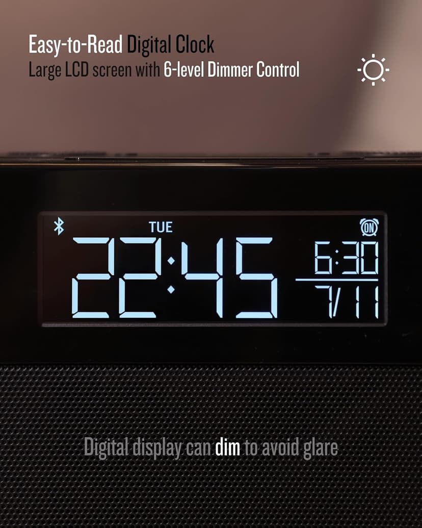 Soundfreaq Sound Rise II, SFQ-16: Bedside Alarm Clock Radio & Bluetooth Speaker, with Large Display Screen, FM Radio, Fast USB Charging, and Nature Sound