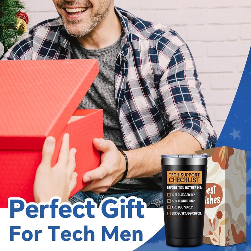 Tech Gifts for Men - Tech Support Checklist - Technical Gifts for Dad, Technician, Programmer, Techs Lover - 20oz Tumbler