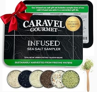 Infused Sea Salt Sampler Set, Finishing Salt for Seasoning, Gourmet Cooking Gift and Spice Variety Pack for Special Occasions, 0.5 oz x Bundle of 6 Flavored Salts - Caravel Gourmet Salt