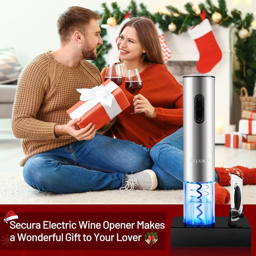 Secura Electric Wine Opener, Automatic Electric Wine Bottle Corkscrew Opener with Foil Cutter, Rechargeable (Stainless Steel) B01261VEOG
