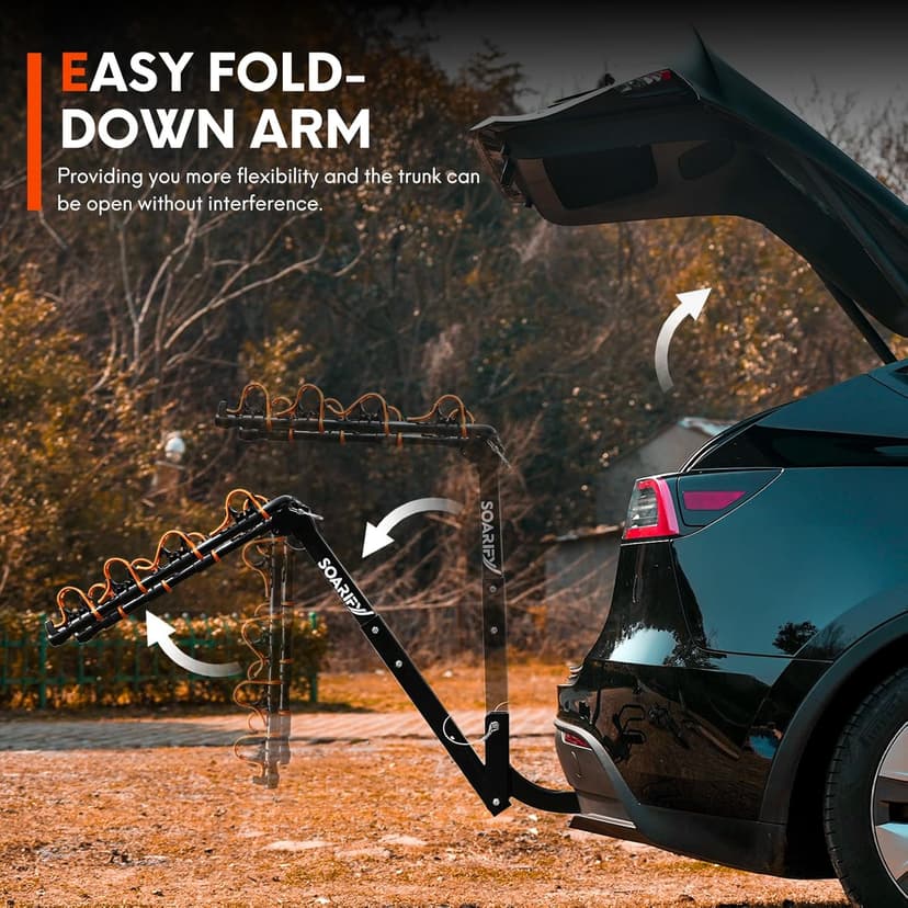 Bike Rack for Car, SUV, RV, Mount Hitch Bike Back 4, Up to 143 lbs Load Bicycle Rack Carrier Rubber Straps, Tilt Release with 2" Hitch for Cars (4BIKES)