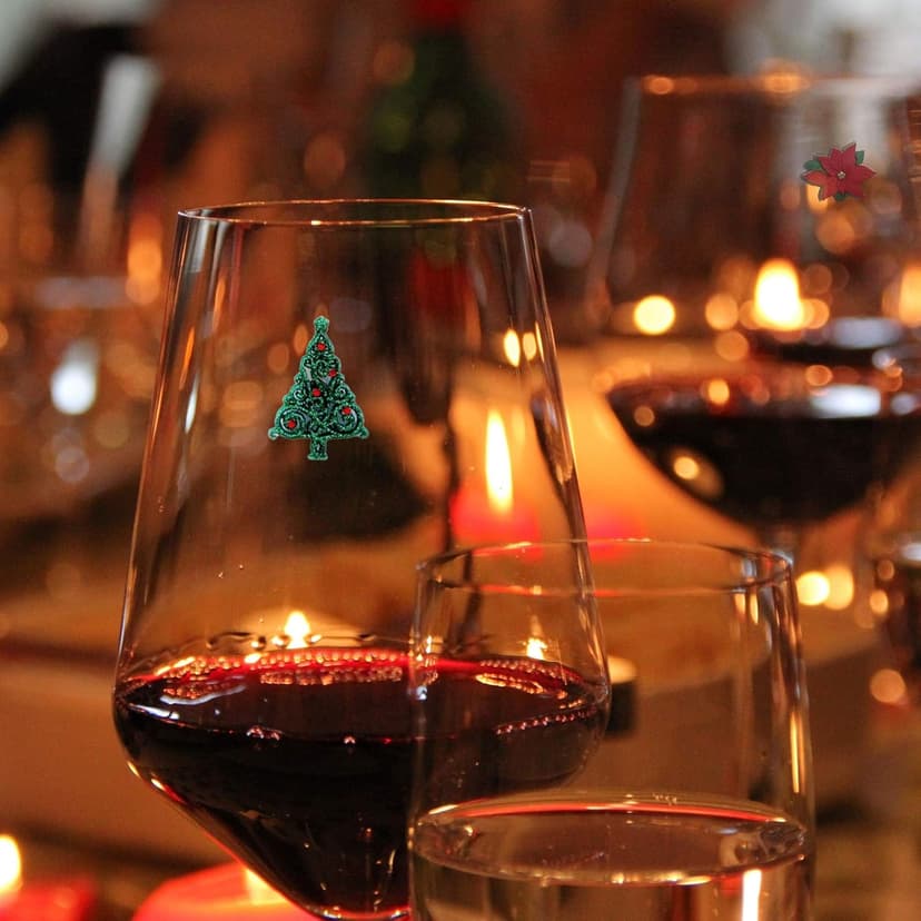 Simply Charmed Christmas Wine Glass Charms - Set of 6 Magnetic Drink Markers Great for Stemless Glasses - Winter Holiday Hostess Gift