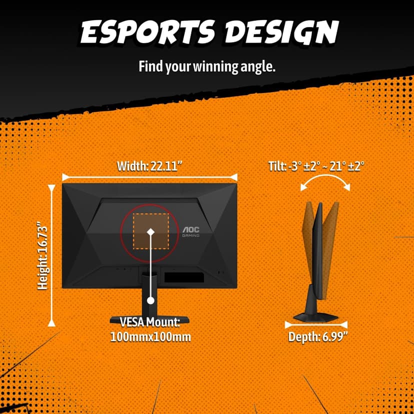 AOC 25G51Z 25-inch Gaming Monitor FHD 1920x1080, 240Hz Refresh Rate, 0.5ms MPRT, IPS Panel, HDR, 3-Sided Frameless, HDMI 2.0 x1, Display Port x1, 3-Year Zero-Bright-Dot