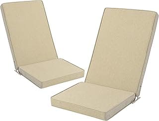 Adirondack Chair Cushions Set of 2 - Removable Covers, Water-Repellent & Fade-Resistant Faux Linen, Securing Straps, Non-Slip Bottom, Fit for Most Outdoor Adirondack & Rocking Chairs - Nature