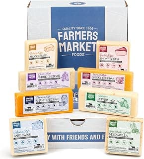 Garlic, Smokey Cheddar, Sharp Cheddar, Pepper Jack, Gouda, Swiss, Mozzarella & Italian Blend – Gluten Free, Keto & Paleo Farmers Market Wisconsin Cheese Artisan Gift Set for Charcuterie, 8 Count B0CRMBJ81D