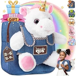 2-in-1 Toddler backpack w. Plush Unicorn Toy, Kids Gift 2 3 4 5 6 Unicorn Toys for 3 Year Old Girl, Girls Age 4-6, Christmas Naturally KIDS Unicorn Backpack, Toys 2 Year Old Girl Birthday Gift 3 4 5 6 B005AGHVYM