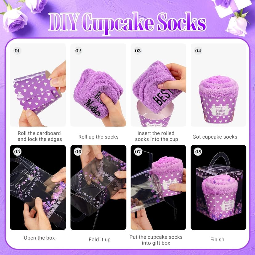 HAPPYPOP Gifts for Mother in Law - Mothers Day Socks Keychain with Greeting Card, Mom in Law Birthday Gifts Christmas Stocking Stuffers