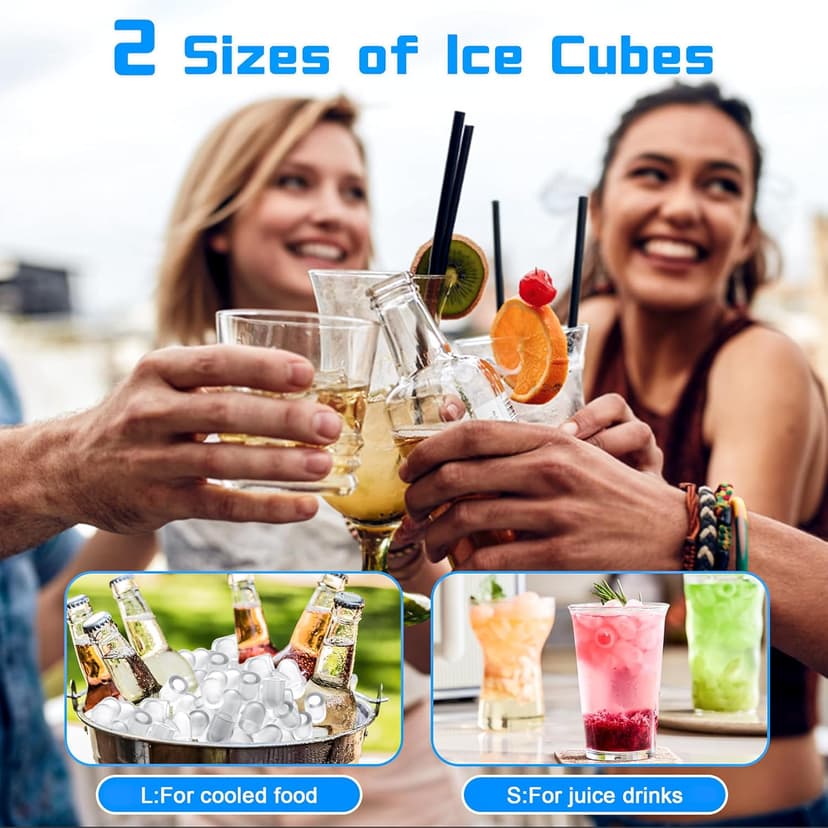 Commercial Nugget Ice Maker 80Lbs/24H with 20Lbs Storage, Stainless Steel Pellet Ice Machine, Ready in 10-15 Mins, Self-Cleaning for Office & Home Restaurants Bars