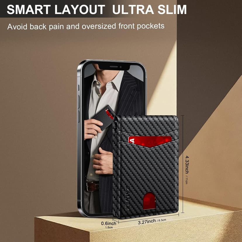 14 Cards Bifold Minimalist Thin Wallet with 2 ID Windows & Cash Slot Front Pockt Carteras Para Hombres Birthday Gifts for Men ZALVEX Wallet for Men Slim RFID Blocking Leather Credit Card Holder Wallet B0FPQ5H6BT