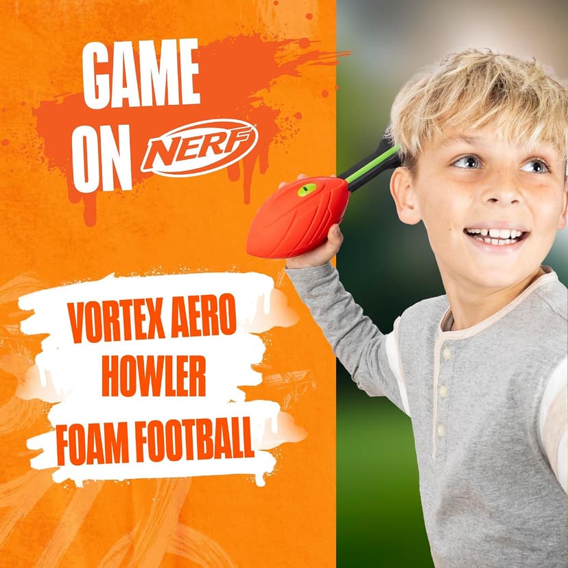 Nerf Vortex Aero Howler Foam Ball, Classic Long-Distance Football, Flight-Optimizing Tail, Whistling Sound, Indoor & Outdoor Fun, Christmas Stocking Stuffers for Kids B08P29SC84
