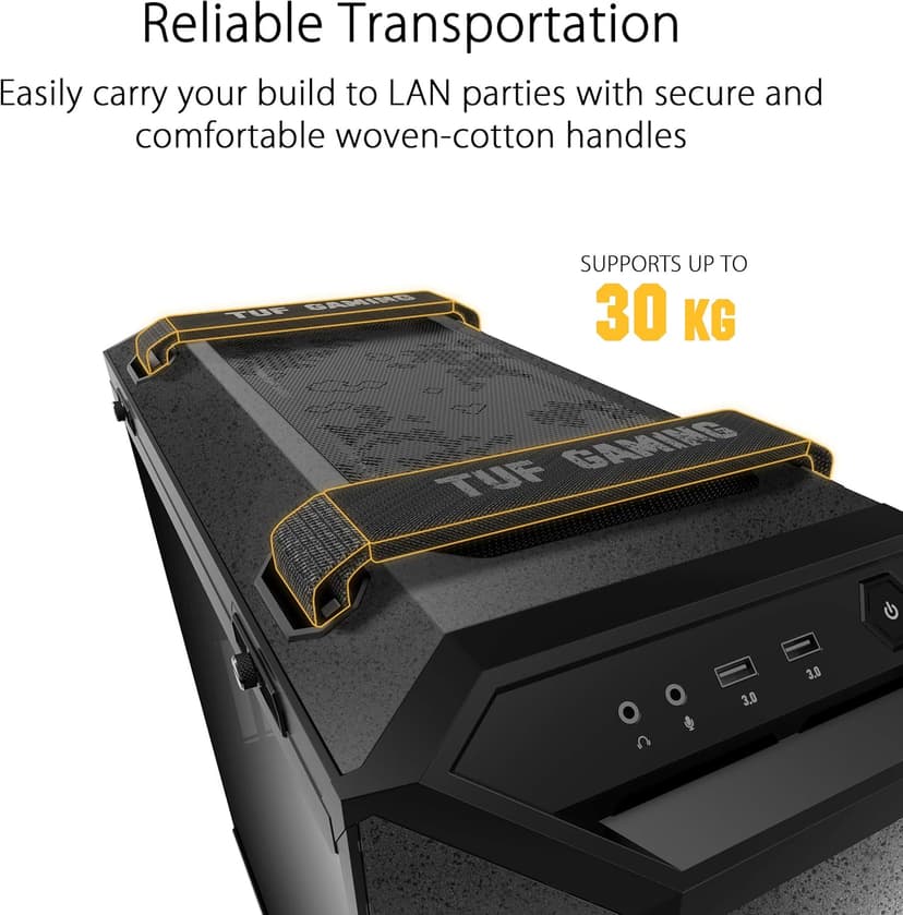 ASUS TUF Gaming GT501 Mid-Tower PC Case for up to EATX Motherboards with USB 3.0 Front Panel, Smoked Tempered Glass, Steel Construction, and Four Case Fans