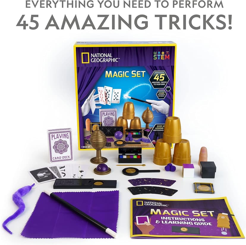 Perform Classic Illusions, Performance Props, STEM Learning, Video Instructions from a Professional Magician, Birthday Gift National Geographic Kids Magic Kit with 45 Tricks for Kids Ages 8-12 B0D24LTPS7