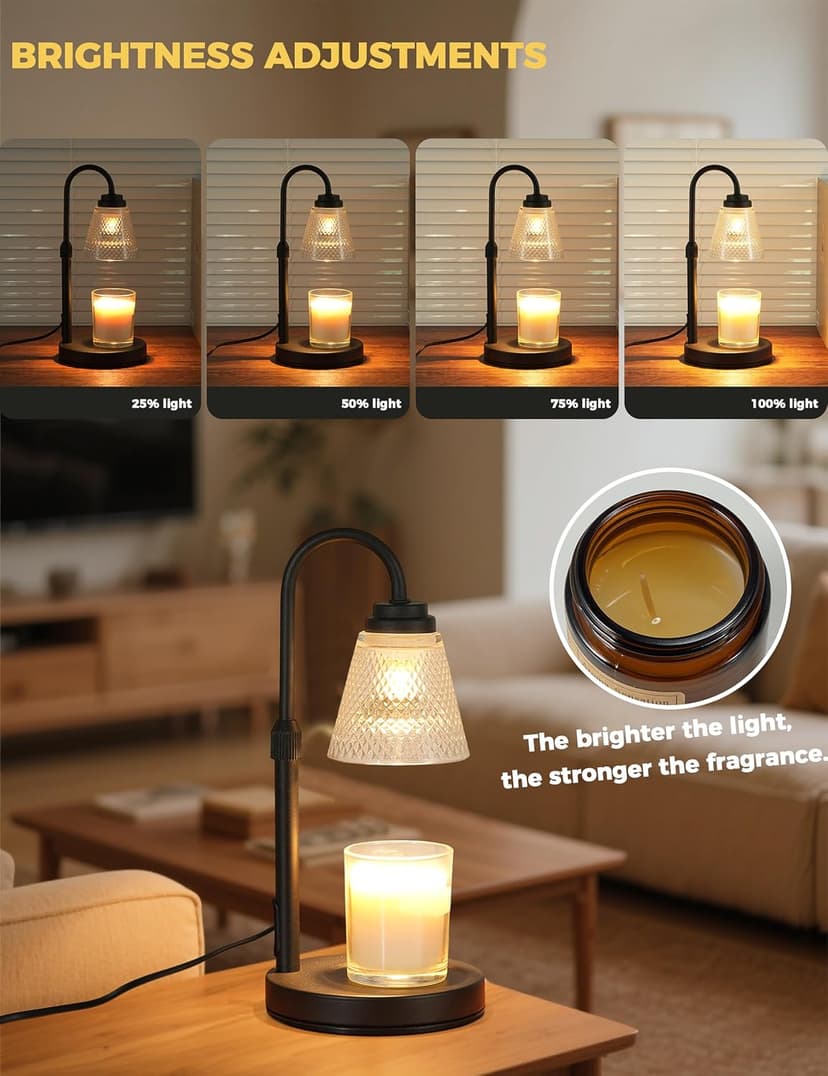 Dimmable Candle Warmer for Jar Candles, Height Adjustable Wax Melt Warmer, Room Decor Desk Lamp, House Warming Gifts New Home Candle Warmer Lamp with Timer Home Decor Birthday Gifts for Women Mom Her B0FRLWC6X9