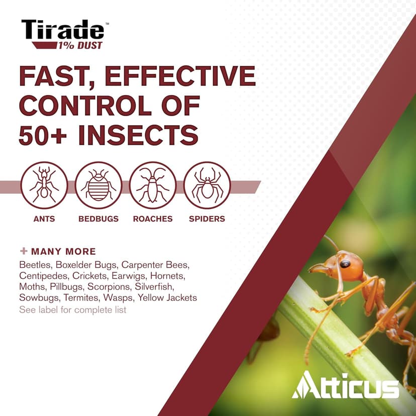 Atticus Tirade 1% Cyfluthrin Dust Insecticide (1.25 lb) - Ready-to-Use Insect Killer - Indoor and Outdoor Control of Ants, Bees, Wasps, Hornets, Cockroaches and Many Other pests