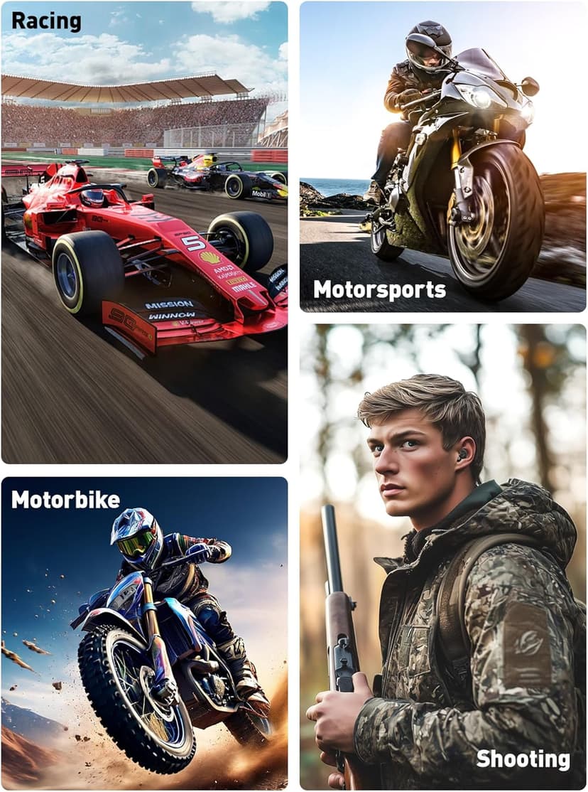Motorcycle Earplugs, Wind Noise Reduction - Moto Hearing Protection, Reusable Ear Plugs for Motorbike, Motorsports, Touring, Racing, Riding - 2 Sizes, 27dB Noise Reduction Earbuds