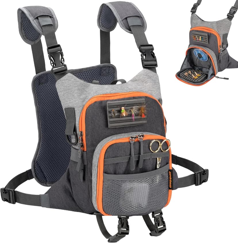 QualyQualy QulayQualy Fly Fishing Pack - Chest Pack with Work Station Lightweight Tackle Fishing Bag with Quick-Release