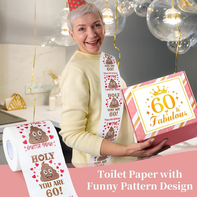 60th Birthday Gifts for Women Funny 60 Year Old Birthday Gifts for Women Turning 60 Gift for Woman 60th Bday Decorations for Woman Mom Her - Coffee Mug Card Makeup Bag Toilet Paper