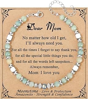Christmas Birthday Valentines Mothers Day Graduation Gifts Natural Stone Stainless Steel Beads Bracelets Gifts for Women Moonstone Bracelet, Amazonite Imperial Jasper Bracelets B0D5B42N13