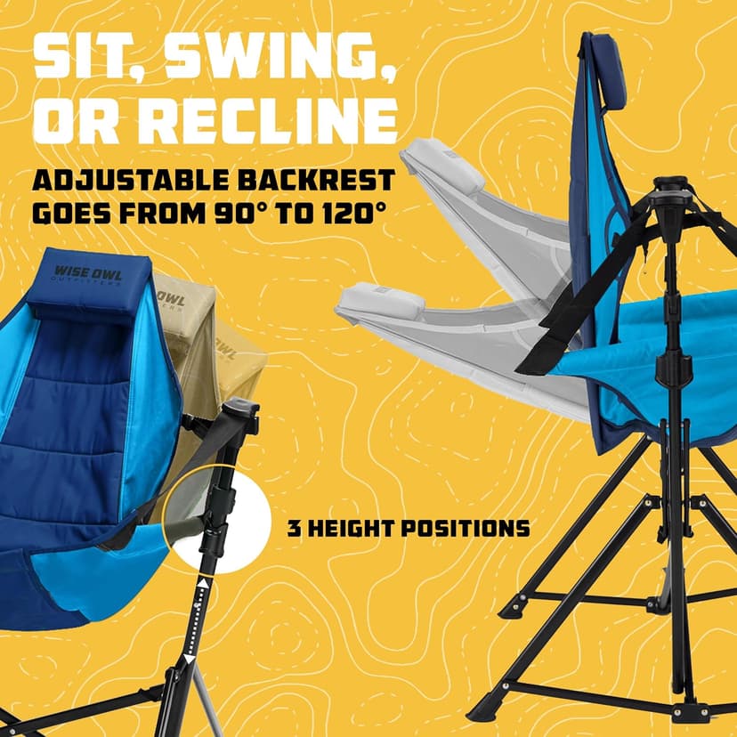 Wise Owl Outfitters Hammock Chair for Adults – Comfortable Portable Folding Rocking Camping Chair with Carry Bag – Great for Lawn, Campsite & Outdoors
