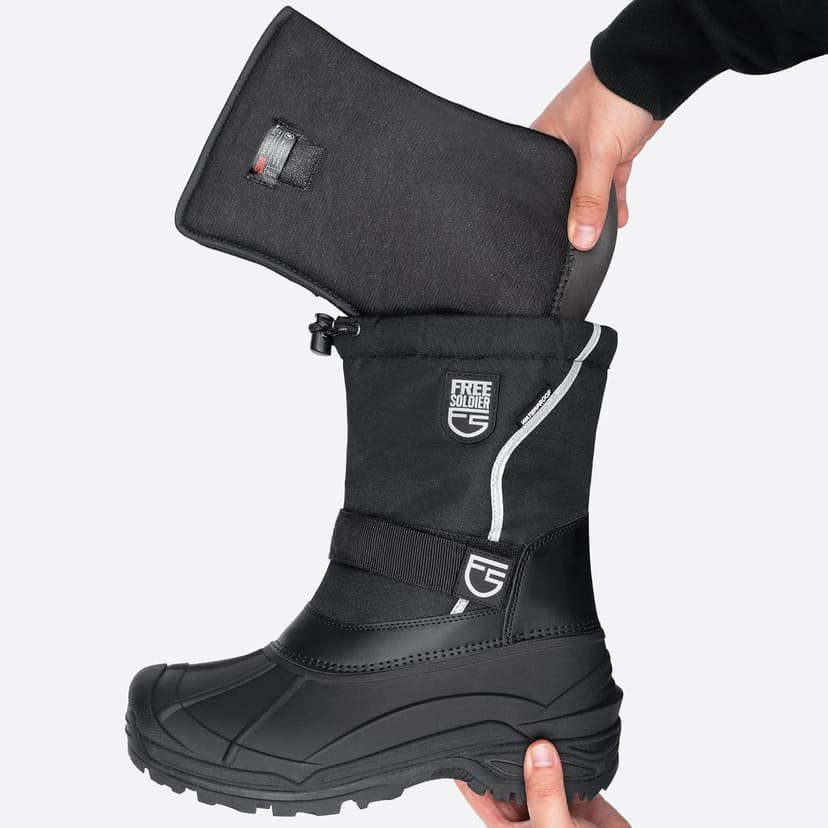 FREE SOLDIER Mens Snow Boots Insulated Waterproof Hiking Winter Shoes Nonslip Outdoor Ankle Cold Weather Boots with Warm Inner