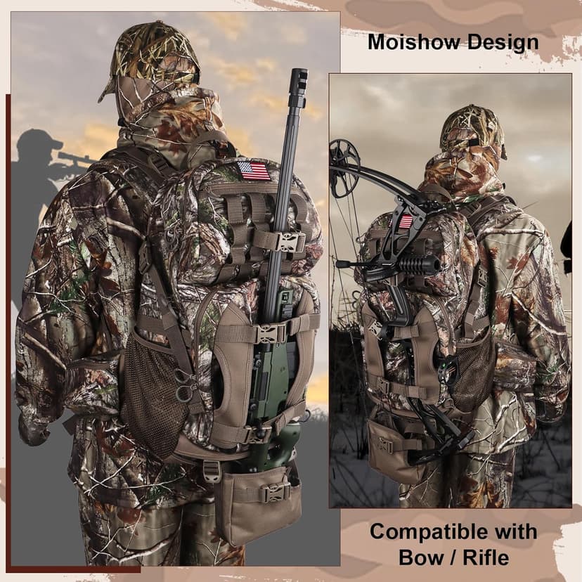 Hunting Backpack, Camo Hunting Backpacks & duffle Bags, Water-resistant Long-Lasting Large Capacity Bow Backpack Hunting Pack For Hunting Gear Accessories (Treasures of the Trees)