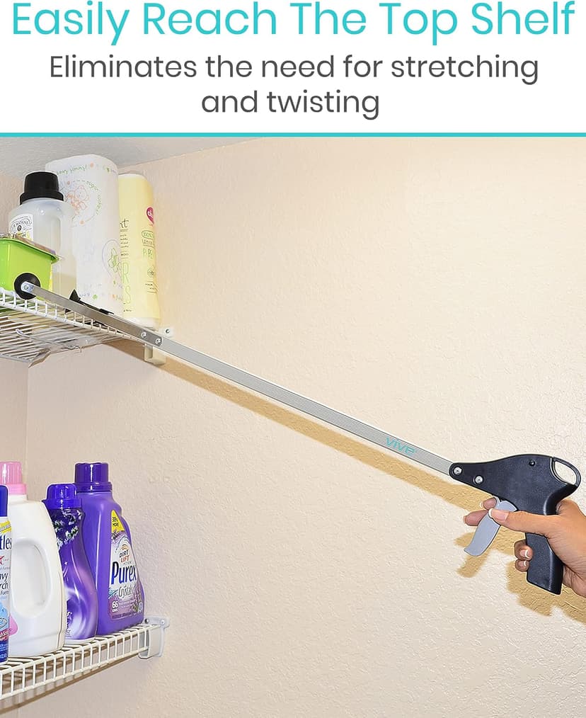 Heavy Duty for Seniors - Trash, Sticks, Litter Picker Upper - Extra Long Reach Handle & Handy Extension Arm Claw Vive Suction Cup Grabber Reacher 32" - Elderly Grab It Reaching Pickup Tool B00O47ILVA