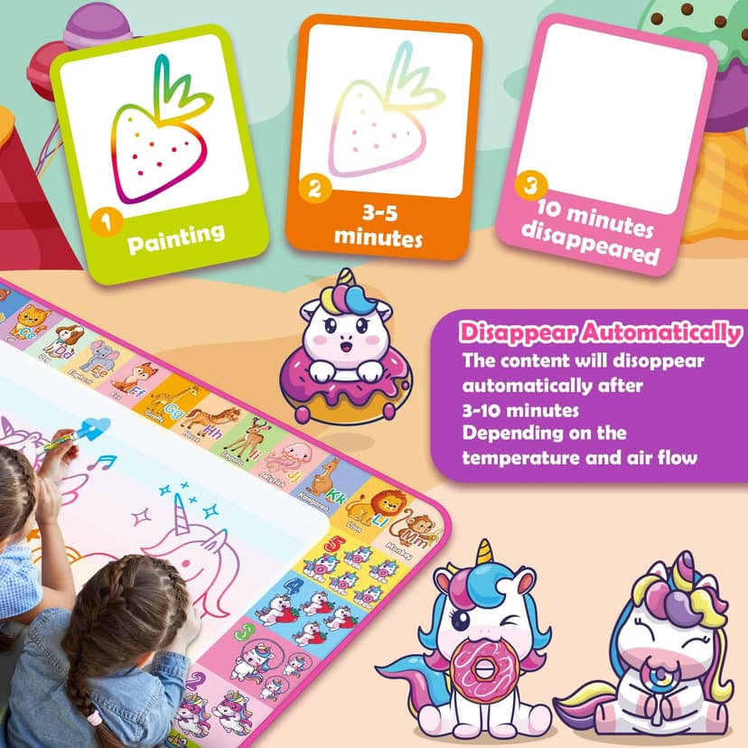 Reusale Princess Color Mat, Mess-Free Coloring, Educational Doodle Toy, Kids Birthday Gifts for Age 3 4 5 6 7 8 Year Old Water Doodle Mat, Kids Drawing Toys for 3 4 5 Year Old Boys Girls Gifts B08B8TQJ3Q
