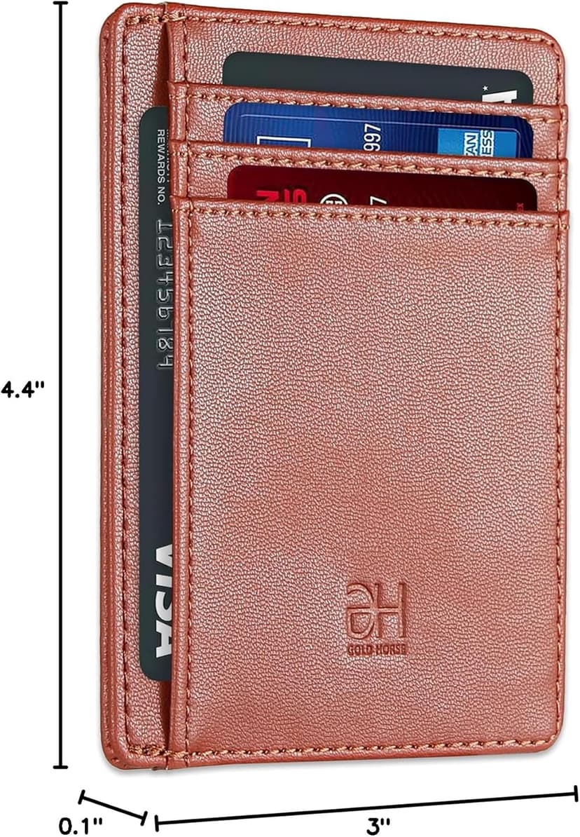 GH GOLD HORSE Slim RFID Blocking Card Holder Minimalist Leather Front Pocket Wallet for Women