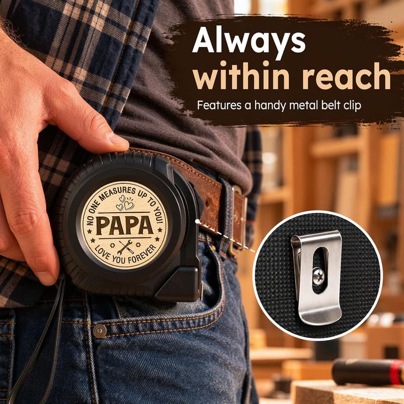 TUZELIYA Papa Birthday Gifts from Daughter Son, 16.5ft 5M Tape Measure Gifts for Him Men, No One Measures Up to You Papa, Daddy Presents, Dad Gifts for Christmas Fathers Day Thanksgiving B0HCZ5MCR9
