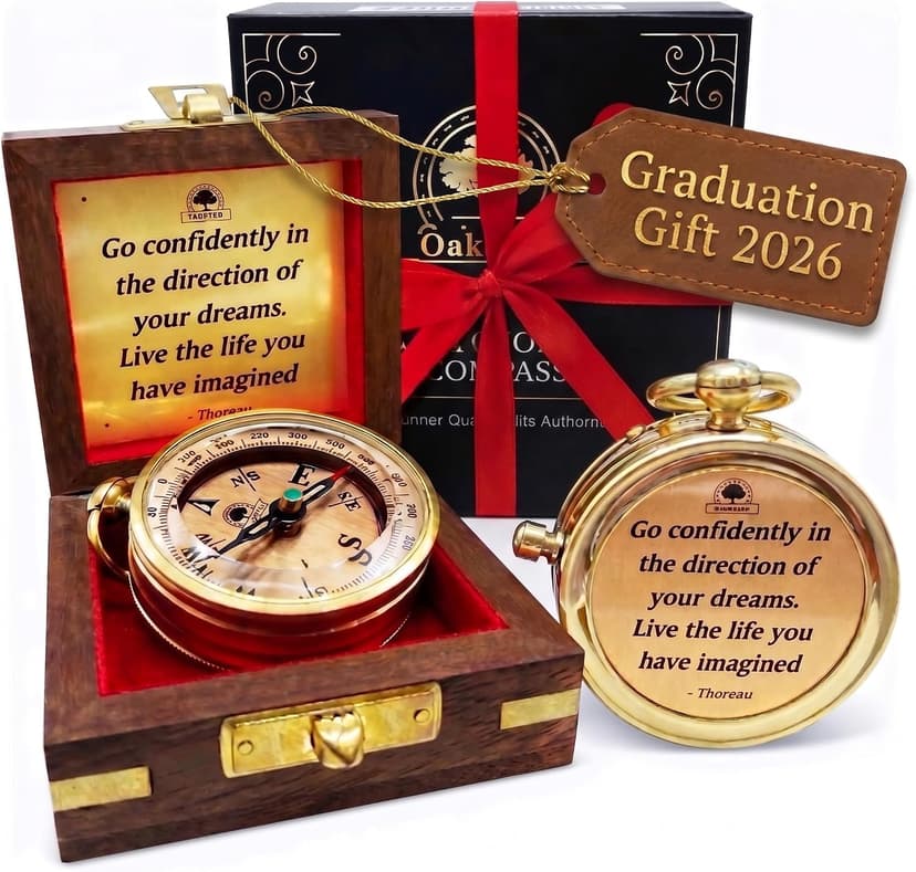 The Dream Chaser Compass - Go Confidently -2026 Unique Graduation Gifts for Him, College, High School, Cool Birthday Gift Idea for Son, Boys, Motivational Greeting Card Included B0BXJFBHX5