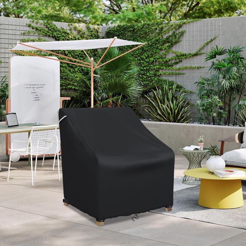 STARTWO Patio Outdoor Chair Covers, Outdoor Furniture Covers Waterproof adapter for Lawn Lounge Seat, Wicker, Swivel, Adirondack, Rocking Chairs, 1 Pack 32"L x 37" W x 36"H inch, Black