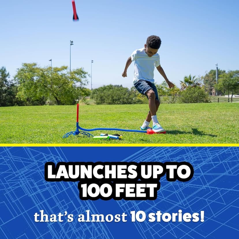 Fun Outdoor Toys for Boys & Girls, Ages 3 & Up - Soft Foam Blaster Set Soars Up to 100ft - STEM Toys for Outside & Backyard Stomp Rocket Jr Multi-Color Rocket Launcher for Kids, 8 Rockets B00G466HBU