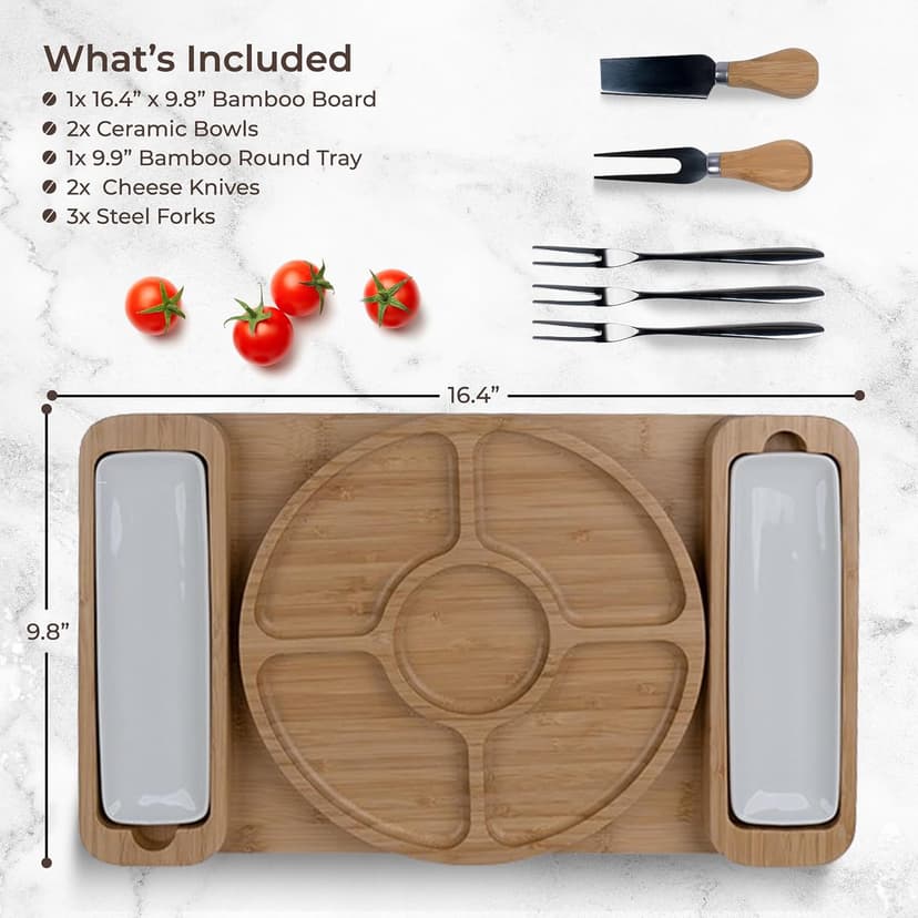 Meat Cheese Platter, Movie Nights, Family Gatherings, BBQ Picnic Essentials, Dinner Party Hosting Appetizer, Wine Nights Charcuterie Boards Set, Bamboo Cheese Tray with Serving Accessories B0CJH76S39
