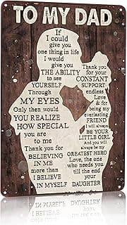Father's Day Dad Gifts from Daughter To My Dad Always Be My Hero Funny Tin Sign Perfect for Men Room Man Cave Office Garage Workshop Home Decor 8 x 12 Inch(3333)