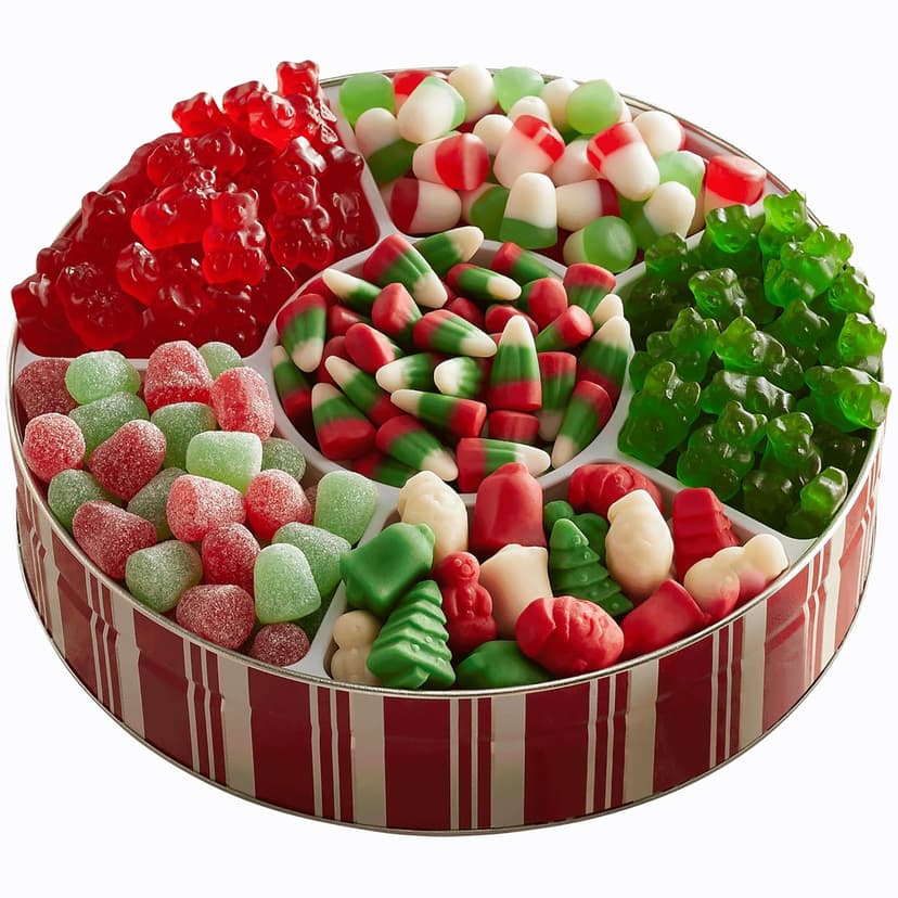 The Swiss Colony Christmas Candy Assortment Gift Box – Juju Drops, Spice Drops, Mellowcremes, Gummy Bears, Holiday Candy Corn, Gummies, Holiday Treats