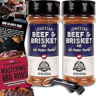 Pit Boss Lonestar Beef & Brisket - Texas Style Premium BBQ Barbecue Mixed Seasoning Spice & Rub 2 pk Choice Bundle (12 oz) + Guide & Bottle Opener (4 Items)!