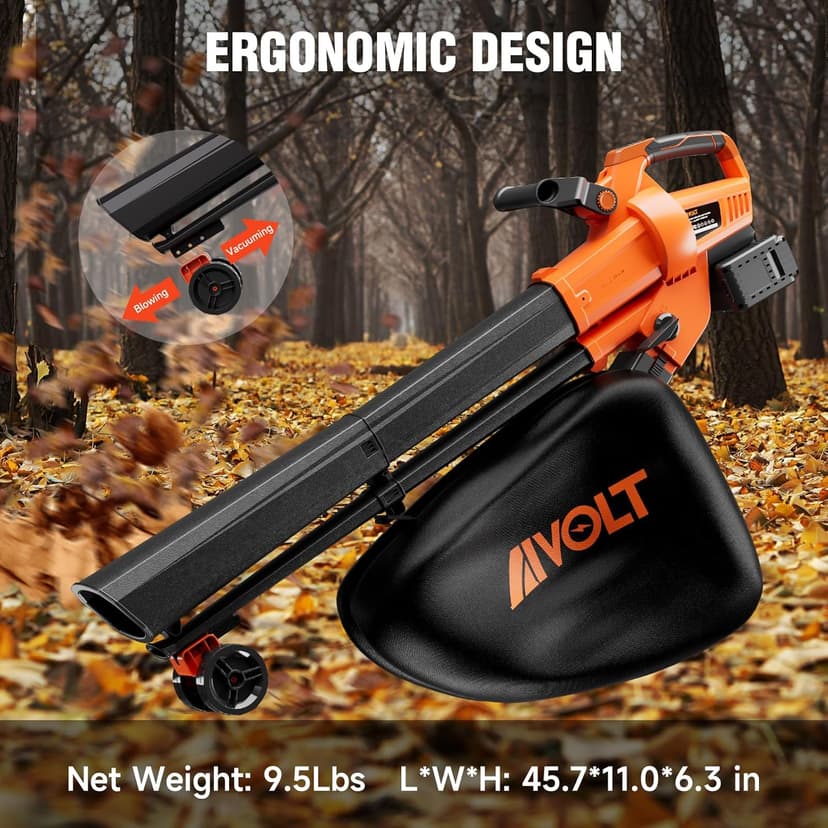 Cordless Leaf Vacuum Blower Mulcher 3 in 1, 2 * 4.0Ah Battery and Charger, Battery Powered Leaf Vacuum with 40L Bag, 160MPH, 600CFM, 4 Speed Modes, Suitable for Lawn Care Yard Cleaning