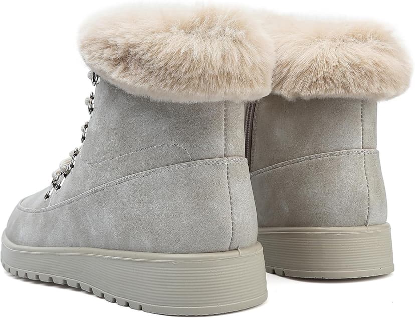 Chaoslook Womens Snow Boots Waterproof Leather Fur Lined Winter Warm Boots for Women Comfortable Platform Lace up PU Fashion Ankle Booties