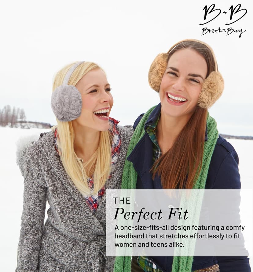 Brook + Bay Ear Muffs Winter Women - Winter Ear Muffs for Women - Adjustable Fluffy Folding Earmuffs - Women's Earmuffs